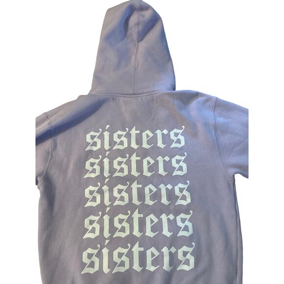 Women M Sisters Apparel Purple Pullover Sweatshirt Hoodie Cotton Logo Printed - Picture 4 of 5